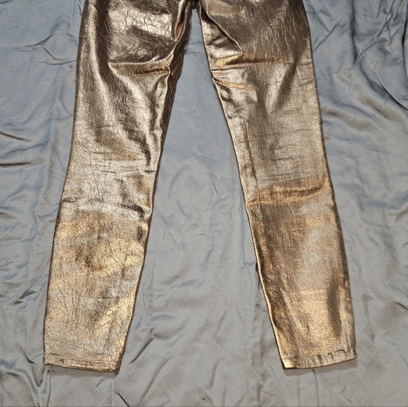 L'AGENCE Margot High-rise Petal Light Rose Gold Foil Ankle Skinny Jeans size 25 - Picture 5 of 11